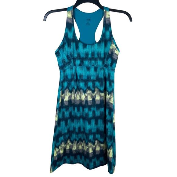 The North Face Dress Women's‎ Small Blue Yellow Cypress Flamenco Ikat Racerback - Picture 1 of 13